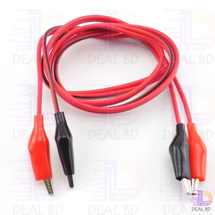 Engineering Clips 1-Pair 45cmm Cable With Clips BLACK & RED Alli-gator Clips Test Leads ...