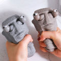 MoupBoi 1pc Moai Statue Squeeze Toy Easter Island Funny Facial Expression Squishy Toys Anxiety Relief Toy For Kids Gift Random Color. 
