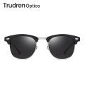 Trudren Unisex Classic Browline Polarized Sunglasses for Men Horn Rimmed Square Sun Glasses Womens Metal Rivets Sunglass RB3016. 
