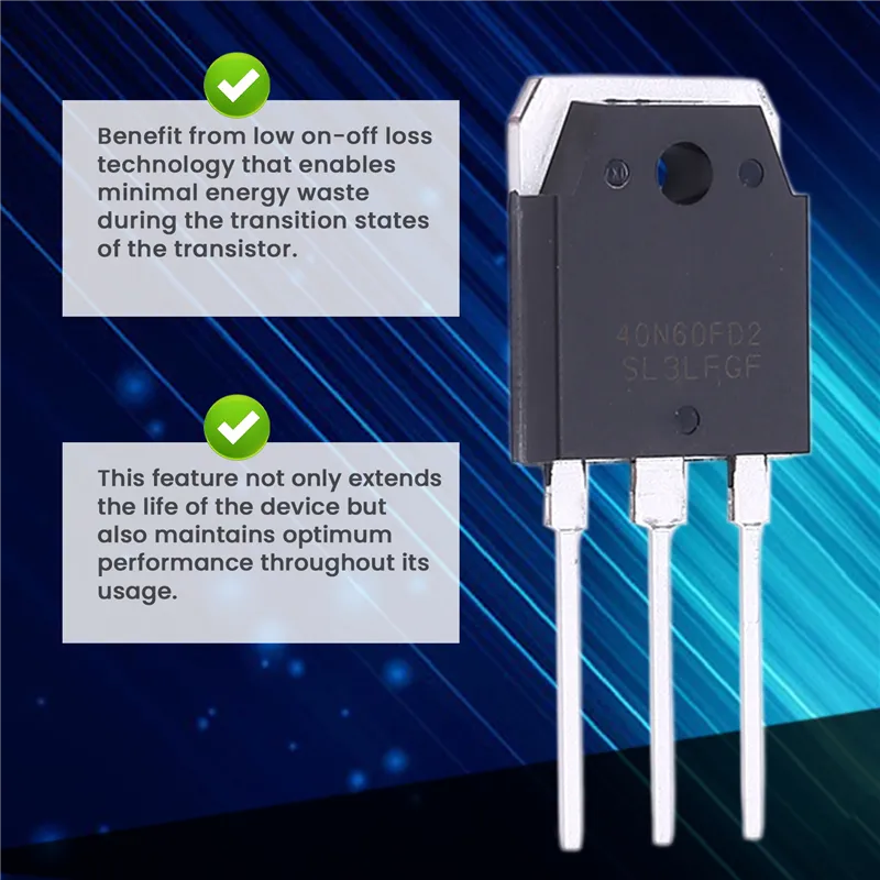 5PCS 40N60FD2 SGT40N60FD2 SGT40N60FD2PN 40A 600V Transistor TO-3P - High Efficiency & Fast Switching 5PCS 40N60FD2 SGT40N60FD2 SGT40N60FD2PN 40A 600V Transistor TO-3P - High Efficiency & Fast Switching