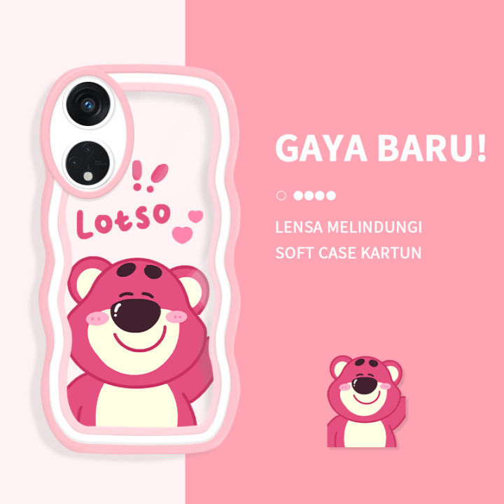 Linemond Cute Strawberry Bear Phone Case for OPPO A1 Pro 5G A11 A11S A12 A12E A15 A15S A16 A16E A16K A16S A17 A1K A31 2020 A32 A33 A35 A36 A37 A39 A3S A5 2018 A52 A53 A53S A54 A54S A55 soft Cover,for Girls Women Pink