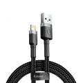 Baseus Cafule Cable USB for Lightning 2.4A 2M (CALKLF-BG1)-Gray & Black. 