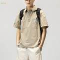 Short Sleeve Shirt for Men Stylish Regular Fit Summer Mens T Shirts Pullover 3XL Beige. 