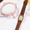 New Rectangle Quartz Women Watch Set Rhinestone Bracelet Leather Ladies Watches Casual Female Wristwatch Fashion Clock relogio. 