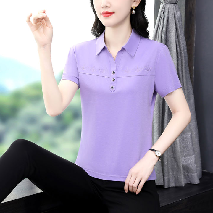 Summer%20Women's%20Casual%20Polo%20Shirt%20T-shirt%20Shirts%20Korean%20Dongdaemun%202024%20Womans%20Tops%20Luxury%20Clothing%20Short%20Sleeve%20Tee%20Clothes%20Golf%20-%20Image%204