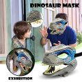 Halloween Cosplay Dinosaur Mask Natural Latex Dinosaur Toy Head Moving Chin Raptor Dinosaur Mask. 