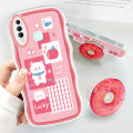 UCUC for Vivo Y19 Back Cover Happy Cute Girl Wavy Phone Case With Free Holder Camera Protection Transparent TPU Soft Cover. 