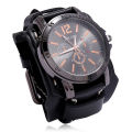 European and American cross-border jewelry manufacturers, retro domineering men's cowhide watches, double-layer hand-stitched punk bracelets.
