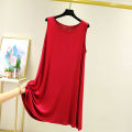 Large Size Modal Nightdress Women's Summer Thin Loose Sleeveless Dress plus-Sized Pajamas Vest Dress round Neck Casual Skirt. 