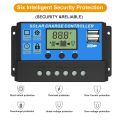 Solar Charge Controller for 12V/24V Adjustable LCD Display Solar Panel Battery Regulator Solar Panel Charge Controller with USB Port.