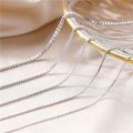 Box Chain Necklace Silver 925 Real Women Fine Jewelry Gift Female Men Girls 40 45 50 55 60 65 80 CM Necklace On The Neck.
