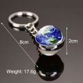 Glow In The Dark Solar System Planet Key Chain Nebula Luminous Key Ring Moon, Earth, Sun, Double-sided Glass Ball, Keychain Gift. 