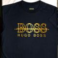100% Export and Premium Round Neck Half Sleeve Cotton T-shirt with Gold Foil Print-HMF - T Shirt. 