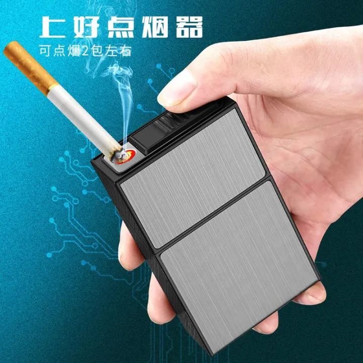 2-In-1%20Cigarette%20Case%20Box%20Lighter%20For%20Smoking%20Usb%20Rechargeable%20Lighter%20Creative%2020Pcs%20Cigarette%20Box%20Cigarette%20Holder%20-%20Image%202