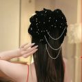 （ Chinese Red ] Elegant French Style Bow Barrettes All-Match Simple Autumn and Winter Hair Accessories Woven Head Clip Women. 