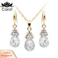 Carat Vintage Teardrop Rhinestone Women Jewelry Set Necklace Hook Earrings Pendants. 