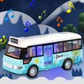 【Must-Have Gadgets】 School Bus Toys Cars Die Cast Metal Little Cars City Bus With Sound And Light Up Friction Powered Cars Play Toys Gift For Kids.