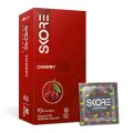 Skore Cherry Flavored 1500 Dots Condoms for Men With Extra Lubrication | 10pcs Pack | India. 