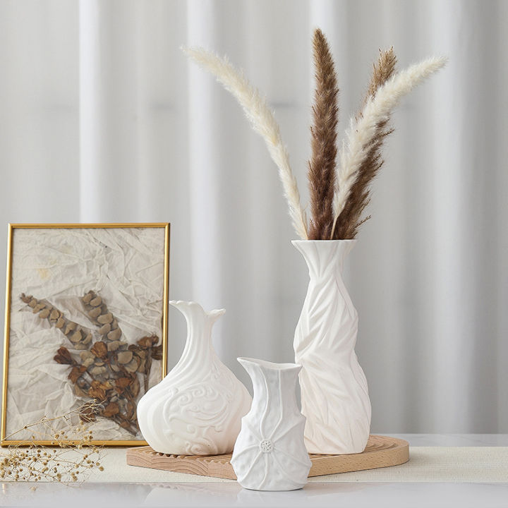 Nordic minimalist plain fired ceramic vase living room dried flowers flower arrangement abstract creative home decoration ornaments