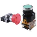 22mm NC Red Mushroom Emergency Stop Push Button Switch 600V 10A ZB2-BE102C & LA38-11/203 Push Button Momentary Heavy Duty Power Press Switch Green. 