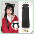 Hanfu wig integrated hairband, lazy person, style bun, female hand, remnants of party, ancient costume, full head set, soft hair band. 