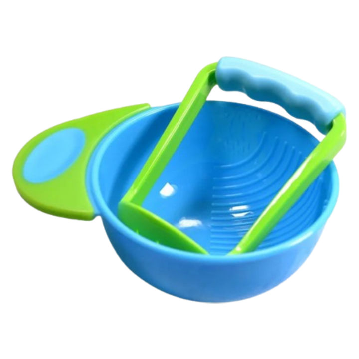 Baby Food Grading Bowl with Masher: Baby Grinding Bowl Set with Ear Sucker: Multi-colour Easy to Use in the Kitchen or Dining Room