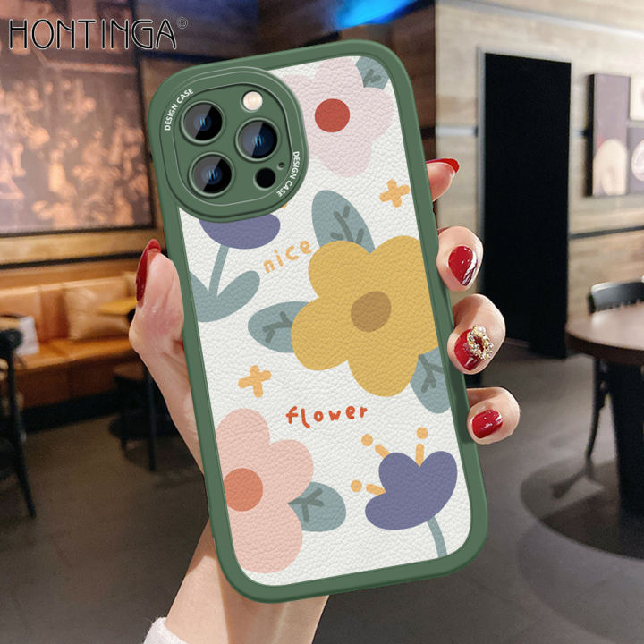 Hontinga%20for%20iPhone%2014%20Pro%20Max%20Back%20Cover%20PU%20Leather%20Beautiful%20Flowers%20Print%20Case%20Soft%20Silicone%20Edge%20Phone%20Cases%20-%20Image%202
