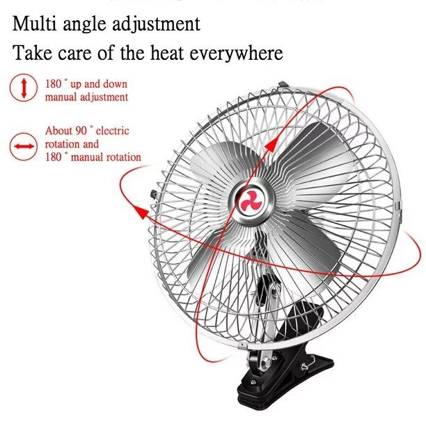 12VDC Car Cooling Fan Air Fans Powerful Dashboard Cooler Fan for Car