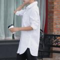 Women White Blouse Female Boyfriend Style Long Sleeve Oversize Shirt Fashion Collar Cotton Tops Casual Loose Shirts. 