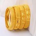 Dubai Luxury Gold Color Bangles For Women 24K Gold Plated Indian African Bracelets Charm Wedding Ethiopian Arabic Hand Jewelry.