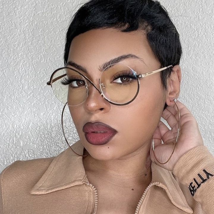 Fashion S Asymmetry Metal Round Half Frame Anti Blue Light Optical Glasses Frames Men Women Fashion Computer Goggles