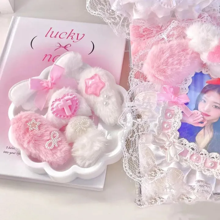 10Pcs%20Sweet%20Plush%20DIY%20Photocard%20Holder%20Handmade%20Material%20Kpop%20Idol%20Photo%20Card%20Holder%20Lace%20Strips%20Cute%20Cartoon%20Ears%20Accessories%20-%20Image%205