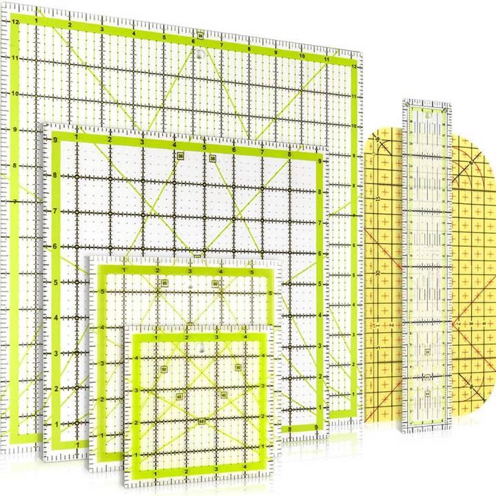 ARELENE 6 PCS Quilting Ruler Square Acrylic Quilting Ruler Fabric Cutting Ruler Transparent Marker Acrylic Ironing Ruler