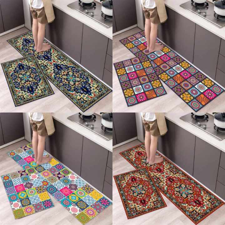 3D Printed Kitchen Carpet Set 2 Piece Non Slip Floor Mat for Home Decor