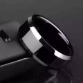 Anti-Allergy Smooth Simple Design 8mm Titanium Steel Black Finger Ring Mens Rings.