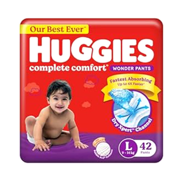 Huggies Complete Comfort  5 in 1  Wonder Pants Baby Diaper L (9-14 Kg)- 42 Piece