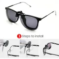 2024 Rimless Round Flip Up Clip on Oversized Men Polarized Clip Sunglasses Aviation Blue Mirror Big Driving Prescription Glasses. 