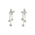 1 Pair Crystal Butterfly Pendant Tassel Earrings for Women Sparkly Rhinestone Dangle Earrings Lightweight Bohemian Long Chain Drop Dangle Butterfly Earrings Party Jewelry Gift.