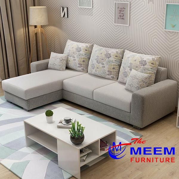 Sofa Set New L Shape OffWhite & Ash Color