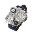 (NEW)Men Chic Dual Movement Quartz Waterproof Outdoor Thermometer Compass Wrist Watch.