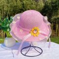 peppa pig Hat Female Korean Version Children's Knitted Sun Breathable Beach Protection Cartoon Straw.