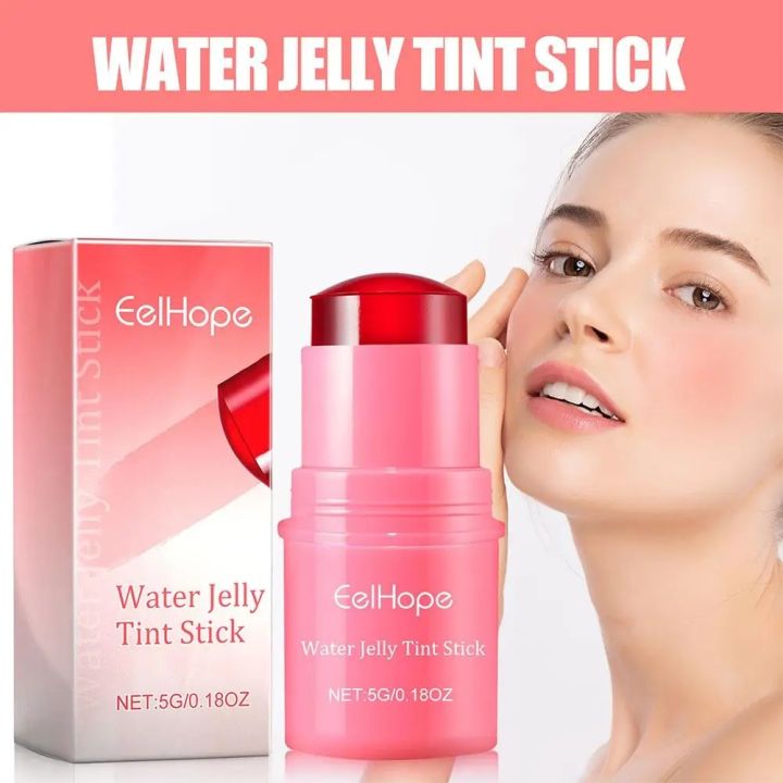Water Jelly Tint Stick Lip Cheek Blush Stain Rotatable Colors Stick 4 Powder Blusher Easy Rouge Coloring Moisturizing Pen