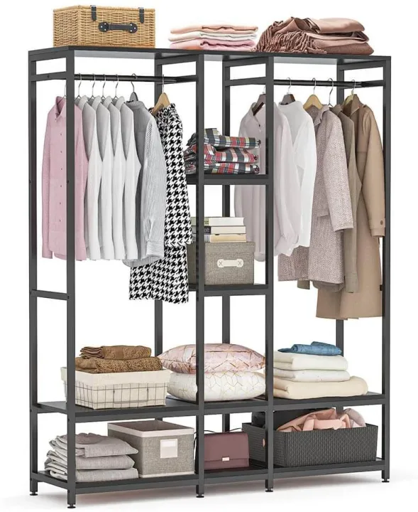 Standing%20Closet%20Organizer%20Heavy%20Duty%20Metal%20Garment%20Rack%20with%20Wood%20Shelves%20Extra%20Large%20Wardrobe%20-%20Image%204