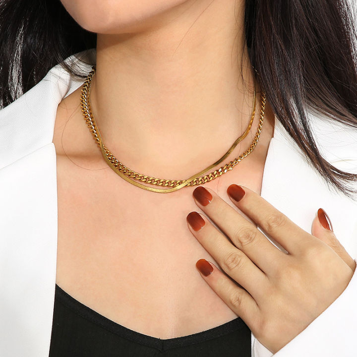 【TATIANA】MODERN FLAT SNAKE CHAIN Necklace★送料・関税込 Flat snake chain