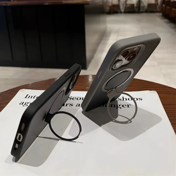 HOCE%20360%C2%B0Rotation%20Stand%20Magnetic%20Phone%20Cases%20For%20iPhone%2012%2013%2014%2015%20Pro%20Max%2014%2015%20Plus%20MagSafe%20Case%20With%20Folding%20Ring%20Holder%20Stand%20Shockproof%20Bumper%20Frosted%20Transparent%20Hard%20Back%20Cover%20-%20Image%207