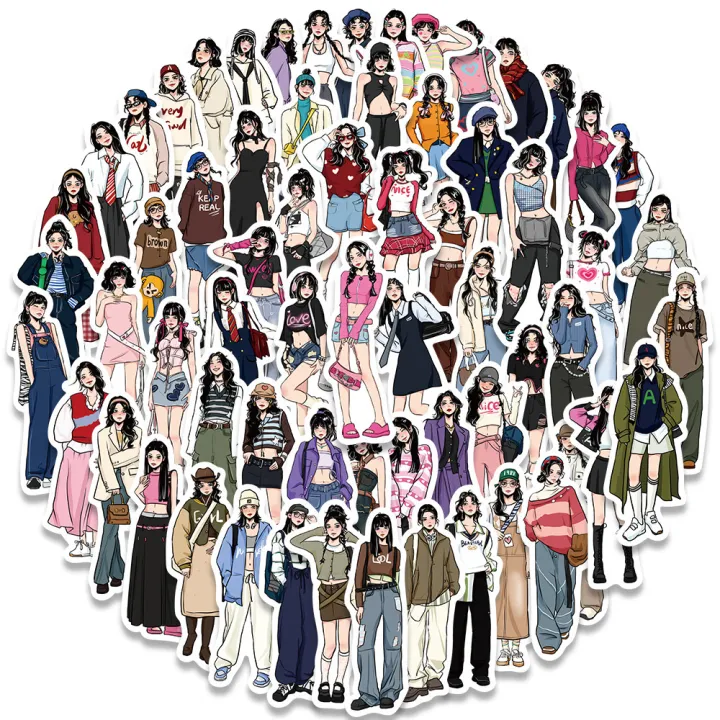 10/30/65pcs%20New%20Fashion%20Hand-painted%20Girl%20Sticker%20DIY%20Scrapbooking%20Journal%20Collage%20Album%20Characters%20Clothing%20Decoration%20Stickers%20-%20Image%204