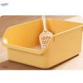Semi Enclosed Cat Bedpan Cat Litter Container Cat Toilet Sand Box yellow.