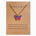 Bohemian Trendy Butterfly Necklace Thin Chain Cute Colorful Pendant Necklace Niche Design Charm Clavicle Necklace for Women Girls Jewelry Gift. 