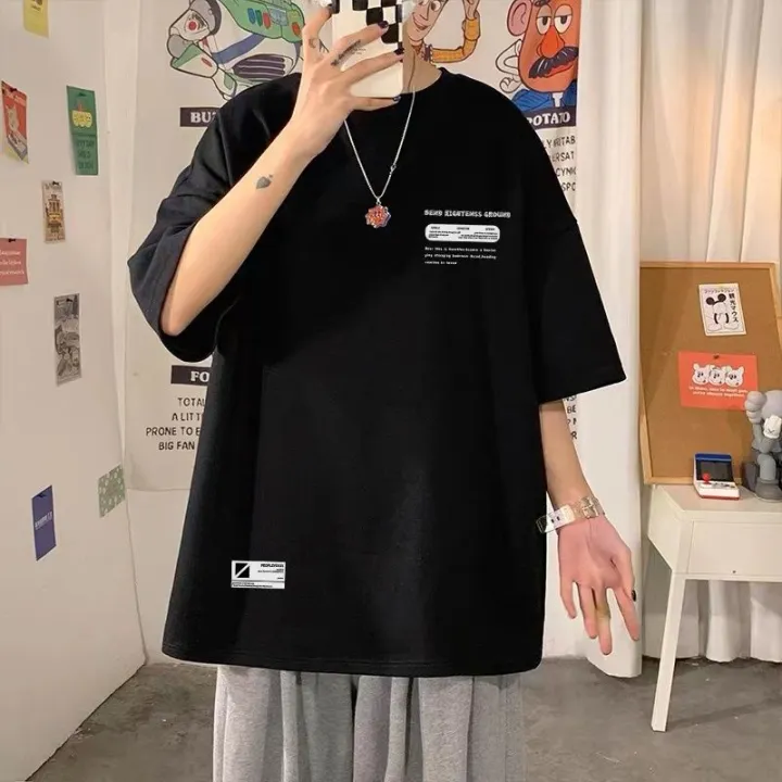 Short%20SleeveTT-shirt%20Men%20plus-Sized%20XL%20Mens%20Summer%20Fashion%20Cropped%20Sleeve%20Hong%20Kong%20Style%20LooseinsCouple%20Clothes%20T-shirt%20-%20Image%207