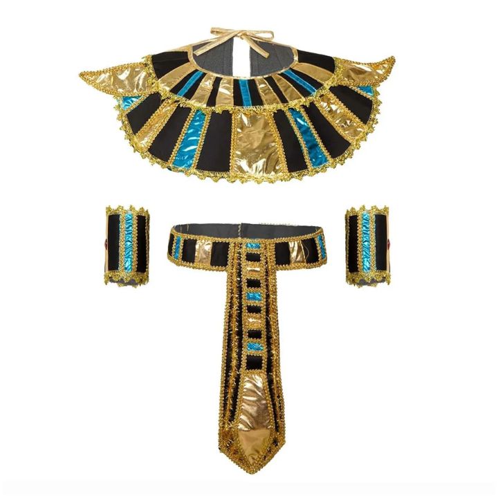 Egyptian Costume Accessories Adult Egyptian Belt/Collar /King Cane/Pharaoh Hat Set Women Men Cosplay Egypt King Clothing